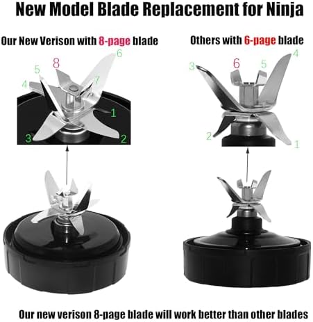 SS101 Replacement Parts for Ninja Blender Accessories, 7-Fins Blender Blade and 24oz Cups Compatible with Ninja Foodi Power Blender SS101, SS101TGT, CO351B, SS100, SS150, SS151, SS300, SS350, SS351