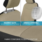 BDK PolyPro Car Seat Covers Full Set in Solid Beige, Front and Rear Split Bench Seat Covers for Cars, Easy to Install Car Seat Cover Set, Car Accessories for Auto Trucks Van SUV - Solid Beige
