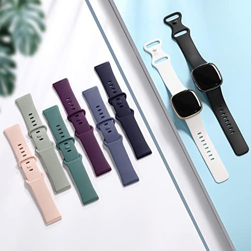Lerobo Compatible with Fitbit Sense Bands/Compatible with Fitbit Versa 3 Band/Compatible with Fitbit Versa 4 Sense 2 Bands for Women,8 Pack Soft Sport Wristbands Replacement Strap,Small