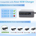 45W 19V 2.37A Ac Adapter Laptop Charger Power Supply Replacement for ASUS UX305 UX305L UX305F UX305C UX303U UX330 UX330U X331UA UX360C UX31A E203M E203MA X553S X553M X553MA