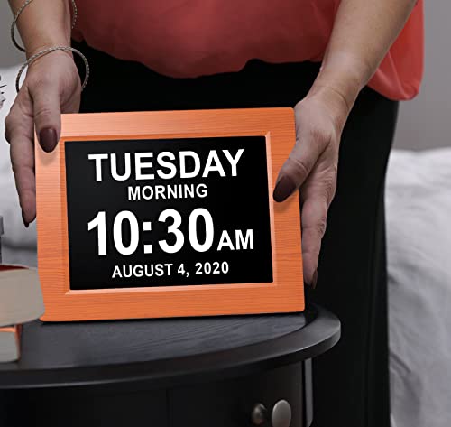 【New 2023】American Lifetime Dementia Clock Large Digital Clock for Seniors, Digital Clock Large Display with custom Alarms Clock with Day & Date for Elderly Large Number Digital Clock Brown Wood Color