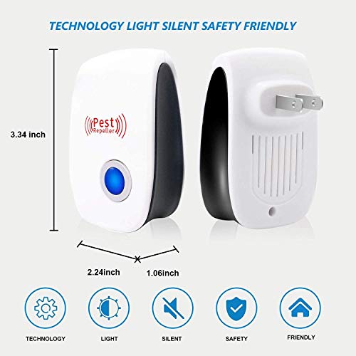 Bocianelli Ultrasonic Pest Repeller 6 Packs, Indoor Plug in for Mice Pest Control, Pest Repellent for Mouse, Spider, Roach, Insect, Rodent Repellent for House Office Hotel Garage Warehouse