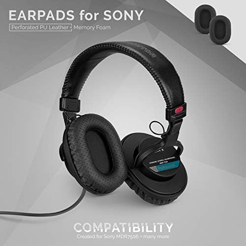Brainwavz Perforated Replacement Earpads for Sony MDR 7506, V6 & CD900ST with Memory Foam Ear Pad & Suitable for Other On Ear Headphones (Black)