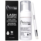 Eyelash Extension Shampoo & Brush - Large 100ml Bottle - Gentle Foaming Cleanser Lash Wash for Extensions and Natural Lashes - Safe Daily Makeup Remover - Paraben & Sulphate Free - Salon & Home Use