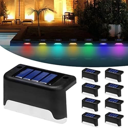 K.E.J. Solar Pool Side Lights Color Changing Solar Deck Lights Outdoor LED Step Light Waterproof Pool Accessories Decor for Stairs Fence Yard Driveway Pathway Yard Backyard Garden (16)
