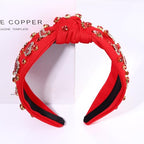 Valentine’s Day Heart Headbands for Women Valentine’s Day Accessories Jeweled Beaded Heart Knotted Headband Pink Red Rhinestone Wide Top Knot Headband Valentine Party Favors Gifts (Valentine's 2)