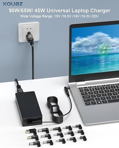 90W Universal Laptop Charger Replacement for HP Lenovo Dell Acer Asus Toshiba Geteway Samsung IBM Fujitsu Notebook Ultrabook Chromebook Computer Charger AC Adapter Power Cord with 16 Tips