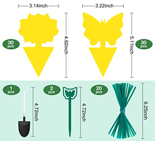 Stingmon 60 Pack Fruit Fly Trap, Fungus Gnat Trap Killer Protect Plants Indoor Outdoor, Double Sided Yellow Bug Sticky Traps for Fungus Gnat, Fruit Fly and Other Insects