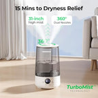 Homvana Humidifiers for Bedroom Home, 3.6 L Cool Mist Top-Fill 34H Super Long Time, Quiet 16dB, Baby Humidifier, Oil Diffuser for Large Room, Plants, Nursery, Office BPA FREE, 7 Color Light Ultrasonic