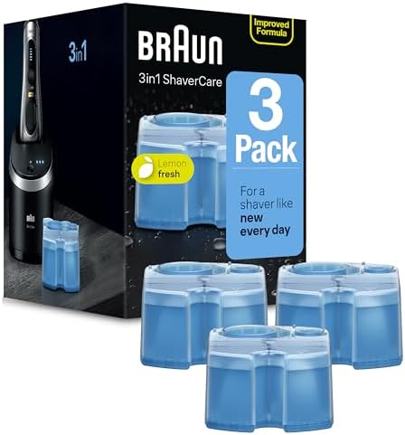 Braun Clean & Renew Refill Cartridges CCR, Replacement Shaver Cleaner Solution for Clean&Charge Cleaning System, Pack of 3