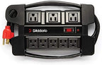 D'Addario Accessories Tour-Grade Power Base - Base Protector - Stage Power Strip with 6 ft Cable - 5 Standard and 3 Transformer- Guitar Amp Outlet - Music Surge Protector with Indicator Light