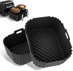 2PCS Ninja Air Fryer Liners, Non-Stick Silicone Air Fryer Liners for Ninja DZ201/DZ401 DZ550 8-10 QT, Air Fryer Liners Baking Tray for Ninja Chefman COSORI 2 Basket Air Fryer, Air Fryer Accessories