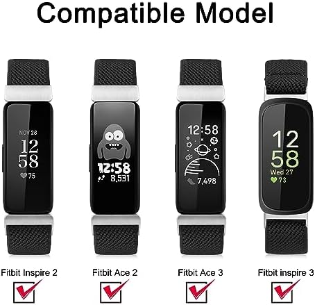 Vancle Elastic Bands for Fitbit Inspire 3 Bands Women, Breathable Adjustable Replacement Stretchy Nylon Loop Wristband Sport Straps Compatible with Fitbit Inspire 3 Fitness Tracker