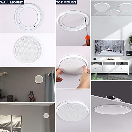 Facmogu 2PCS 8in White Ceiling Speaker Covers, Surface Mount Speaker Grill Mesh Round Speaker Grille Woofer Car Speaker Grill Cover Guard Protector Replacement Round Metal Grills