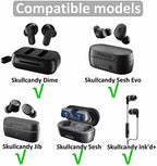 12 Pairs Ear Tips Buds Compatible with Skullcandy in-Ear Earphone, Replacement Flexible Silicone Eartips Earbuds Accessories Compatible with Skullcandy Dime/Sesh Evo/Jib/Ink'd+ - Black