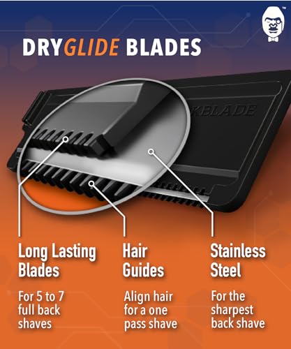 Bakblade 2.0 Refill Cartridges Bundle, Back Hair & Body Shaver Replacement Cartridges, Extra-Wide Wet Dry & Disposable Razor Blades (6 Blades)