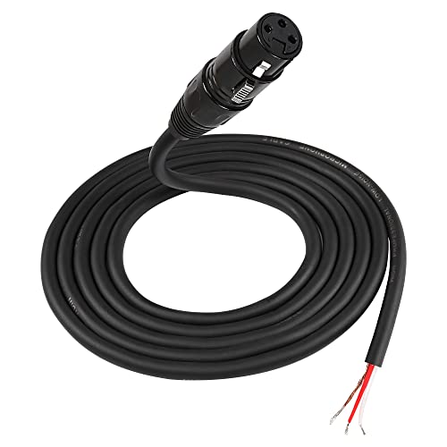 MEIRIYFA XLR Cable Microphone Cable 3pin XLR Pigtail Bare Wire Open End Gold Plated XLR Connector Speaker Cord Replacement Audio Cable for DJ/PA Amplifier Subwoofer-2M (XLR Female)