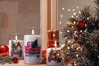 Eywamage Red Truck Glass Christmas Flameless Candles with Remote, Flickering Battery Operated LED Pillar Candles Set of 3