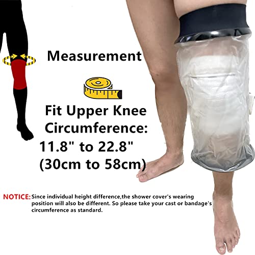 Knee Cast Cover for Shower Fit Knee Circumference 11.8" to 22.8", Waterproof Shower Bandage and Cast Protector for Knee Replacement and ACL Surgery, Wound, Burns Watertight Protection (New M2)