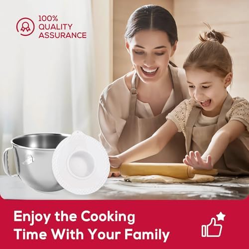 7 QT Stainless Steel Mixing Bowl with Lid for KITCHENAID BOWL-LIFT STAND MIXERS, Dishwasher Safe Replacement Bowl with Handle & Mixer Bowl Cover Set