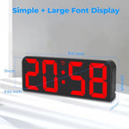 SZELAM Digital Wall Clock, 9.6” LED Large Digital Alarm Clock with Remote Control, 3 Inch Font, Desk Modern Electric Wall Clock for Living Room Bedroom Garage Decor Teens Elderly - Red