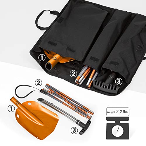 G2 Avalance Kit: Lightweight Aluminum Alloy Snow Shovel with Snow Probe and Storage Bag, Folding Design, Easy to Storage and Carry (Orange)