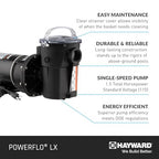 Hayward W3SP1580X15 PowerFlo LX Pool Pump for Above Ground Pools, 1.5 HP