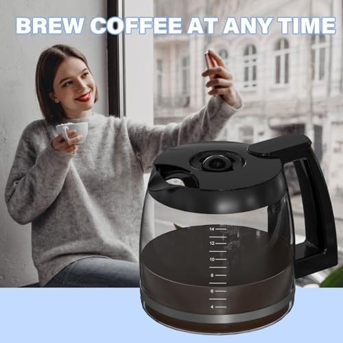 14-CUPS Coffee Maker Glass Carafe Replacement Pot Compatible with Cuisinart Coffee Machine DCC-2200RC, DCC-2200, DCC-3200, DCC-3200P1, DCC-3200FR, DCC-2600, DCC-2800, DCC-1800FR, CBC-7400, CBC-7000PC