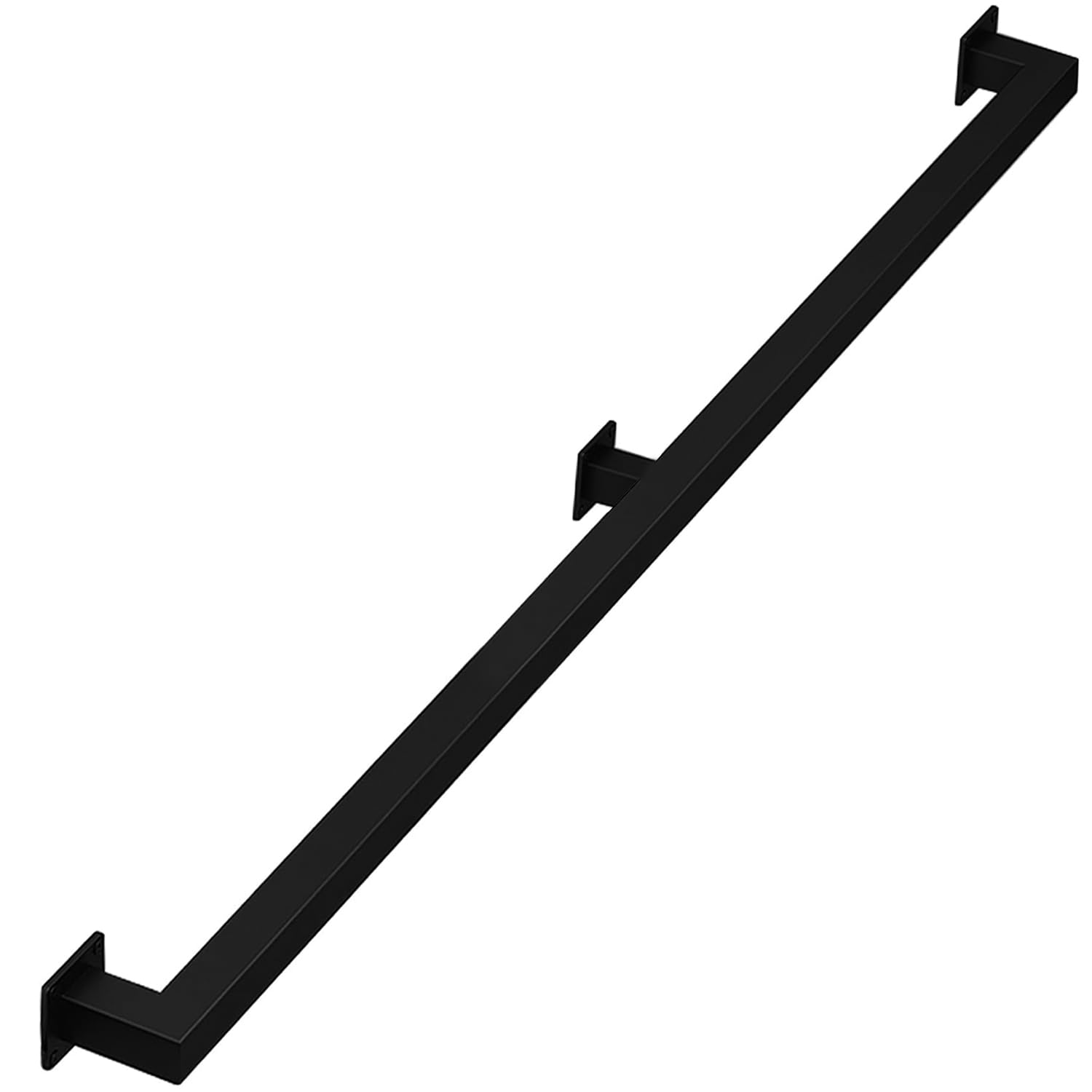 7ft Staircase Handrail for Indoor Stairs, Modern Hand Railings Grab Bar Kit with Black Finished, Non-Slip Wall Mount Decking Railings for Elderly and Children (84inch / 7ft, Black)