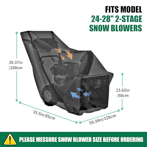 Snow Blower Cover, All Weather Premium Waterproof Dustproof Snow Thrower Cover Heavy Duty Superior UV Protection Universal Fit with Storage Bag (50.39"L x 32.67"W x 40.15"H)