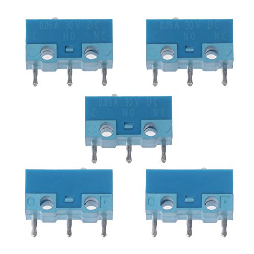 Kamonda 5pieces Original HUANO White Dot Blue Shell 0.74N Mouse Micro Switch Silver Alloy Contacts 20 Millions Lifetime Original HUANO White Dot Blue Shell Mouse Micro Switches