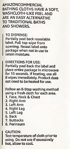AmazonCommercial Bathing Cloths, Wipes, 96 Count, 12 Pack of 8