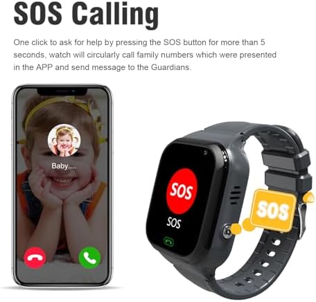 4G Kids Smart Watch - Boys Girls GPS Tracker Kids Smartwatches Phone Watch Video Call SOS Alarm Voice Chat and Touch Screen Game Real Time Tracking Smartwatch for Age 3-12 (Black)