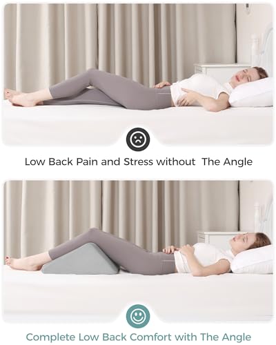 Lossey Knee Wedge Pillow with Pure Memory Foam, 8" Bed Wedge Pillow for Sleeping, Triangle Pillow for Back Support Elevated Pillow for Sciatica Knee Hip Ankles Back Pain Relief