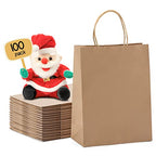 METRONIC Paper Gift Bags 8x4.75x10.5 100Pcs Brown Paper Bags with Handles Bulk, Kraft Paper Bags for Small Business, Birthday Wedding Party Favor Bags, Christmas Gift bags, Retail shopping Bags