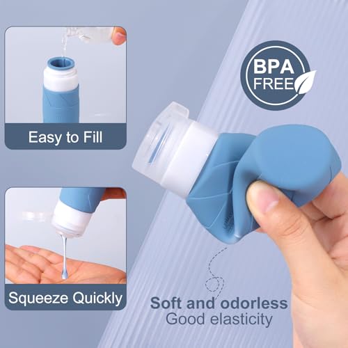 FADVAN Travel Bottles for Toiletries, 3.3oz Tsa Approved Travel Size Containers, BPA Free Leak Proof Silicone Travel Bottles, Refillable Travel Accessories Easy to Squeeze and Clean (Morandi)