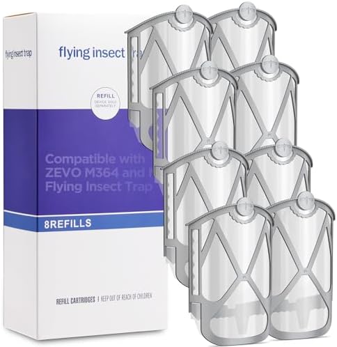 8 Pack Refill Cartridge Kit Replacement Compatible with ZEVO M364 and ZEVO Max Plug-in Light Flying Insect Trap Refill for Indoors Refill Replacement Sticky Pads for Bug Catcher