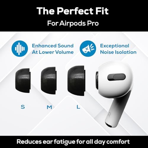 Memory Foam Earbud Tips - Premium Noise Isolation, Replacement Foam Ear Tips, 10 Pack for Airpods Pro (SFAIR Small, Black)