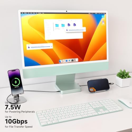 Minisopuru iExpandMate DS802PRO iMac Accessories with 4K@60Hz HDMI, USB C Charging, 2.5GbE, 4TB M.2 SSD Enclosure, USB C Hub for iMac 24 inch M1/M3/M4, iMac Hub with 4xUSB, SD/TF, Audio | Green
