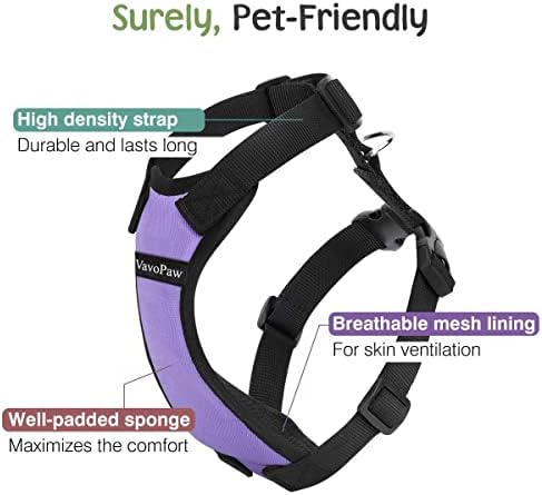 Dog Seat Belt, Safety Vest Dog Car Harness with Adjustable Buckle Dog Seat Belt for Vehicle Nylon Pet Safety Seat Belts Heavy Duty(M, Purple)