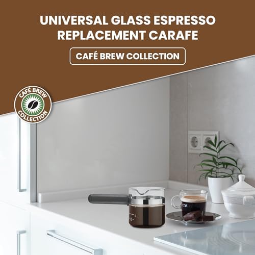 Cafe Brew Collection Premium 4-Cup Universal Glass Espresso Carafe Replacement - Fits Hamilton Beach, Mr. Coffee, Breville, and More Espresso Machines
