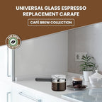 Cafe Brew Collection Premium 4-Cup Universal Glass Espresso Carafe Replacement - Fits Hamilton Beach, Mr. Coffee, Breville, and More Espresso Machines