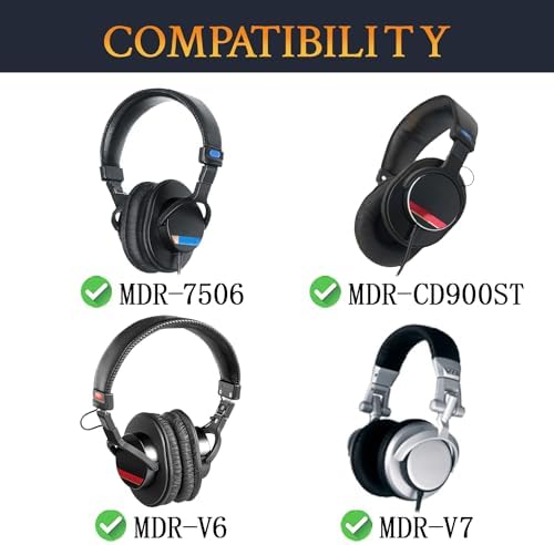 SOULWIT Earpads Replacement for Sony MDR-7506 MDR-V6 MDR-V7 MDR-CD900ST Monitor Headphones, Ear Pads Cushions with Softer High-Density Foam - 7506 MF Black