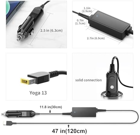 45W 65W Laptop Car Charger Replacement for AC Adapter Lenovo T470 T470S T460 T450 T440 Z50-75 Z50-70 Yoga 2 11 11s 13 2 Pro; ThinkPad X1 Carbon, Chromebook N20 N20p Notebook Car Power Supply Cord