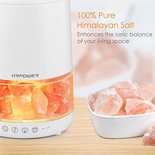 URPOWER 2-in-1 Ultrasonic Essential Oil Diffusers 230ML & Himalayan Salt Lamp Aromatherapy Diffuser Cool Mist Humidifier with 3 Brightness 100% Himalayan Pure Salt Rock Lamp for Home Office Yoga