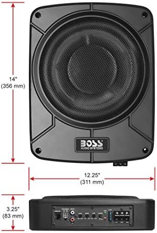 BOSS Audio Systems BAB10 Amplified Car Subwoofer - 1200 Watts Max Power, Low Profile, 10 Inch Subwoofer, Remote Subwoofer Control, Great for Vehicles That Need Bass But Have Limited Space