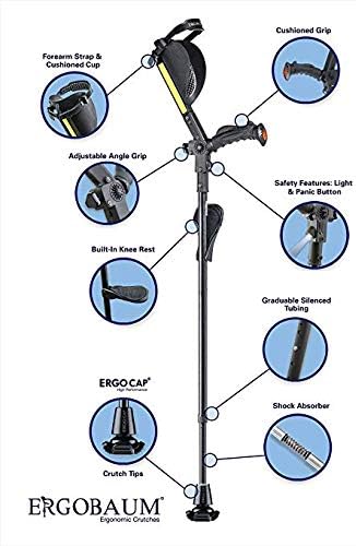 7G Ergonomic Crutch/High Performance Perfect Cane- Single Unit Ergobaum That Acts As a Extra Balance Strong Performance Walking Companion