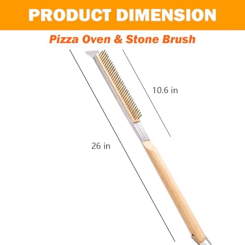 Pizza Oven Accessories Kit w/ 12 inch Pizza Peel, Pizza Oven Brush & Stone Scraper, 14 inch Pizza Cutter Rocker Blade - Tools & Supplies Set - Compatible with Outdoor Ooni, Gozney, Ninja, Solo Ovens