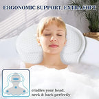 Bath Pillow Bathtub Pillow, Luxury Bath Pillows for Tub Neck and Back Support, Bath Tub Pillow Headrest with Soft 4D Mesh Fabric and Non-Slip Suction Cups, Relaxing Bath Accessories Spa Gifts