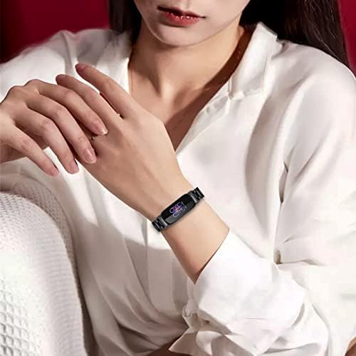 Stainless Steel Band Compatible with Fitbit Inspire 3, Adjustable Metal Watch Bands Bracelets，Wristband Replacement for Women Men(Black)